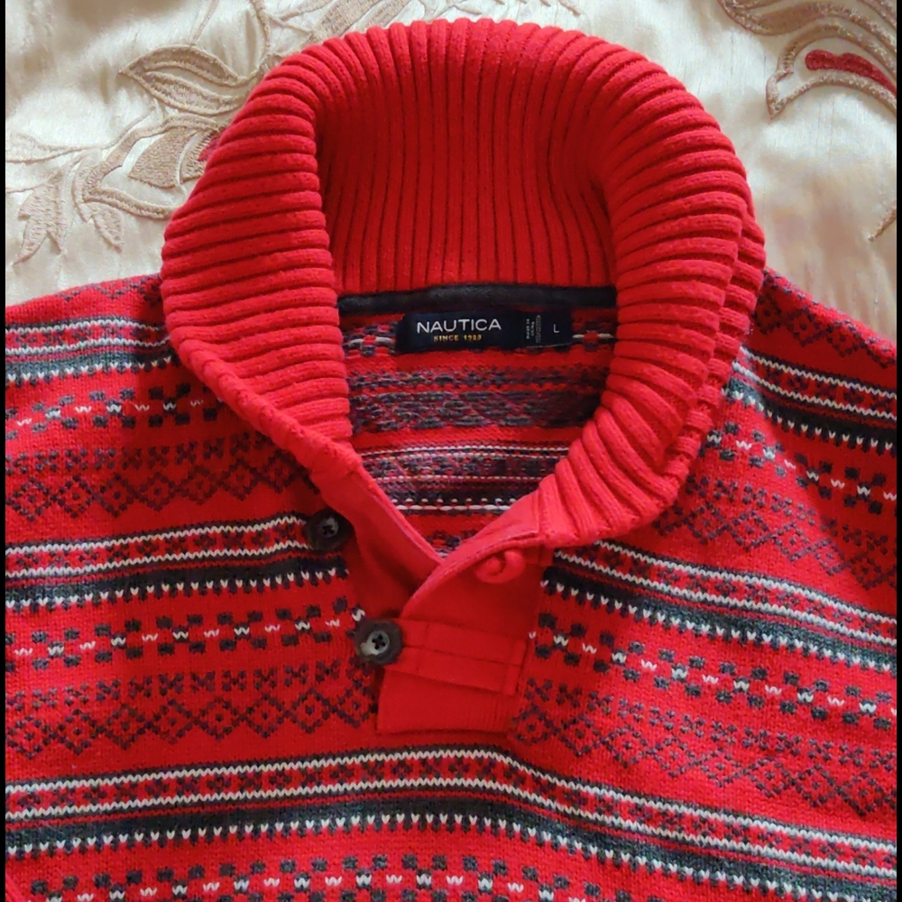 Nautica 100% cotton sweater with big comfy collar